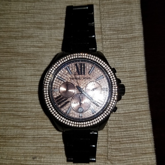 Michael Kors Accessories - BEAUTIFUL MICHAEL KORS LADIES BLACK CRYSTAL WATCH